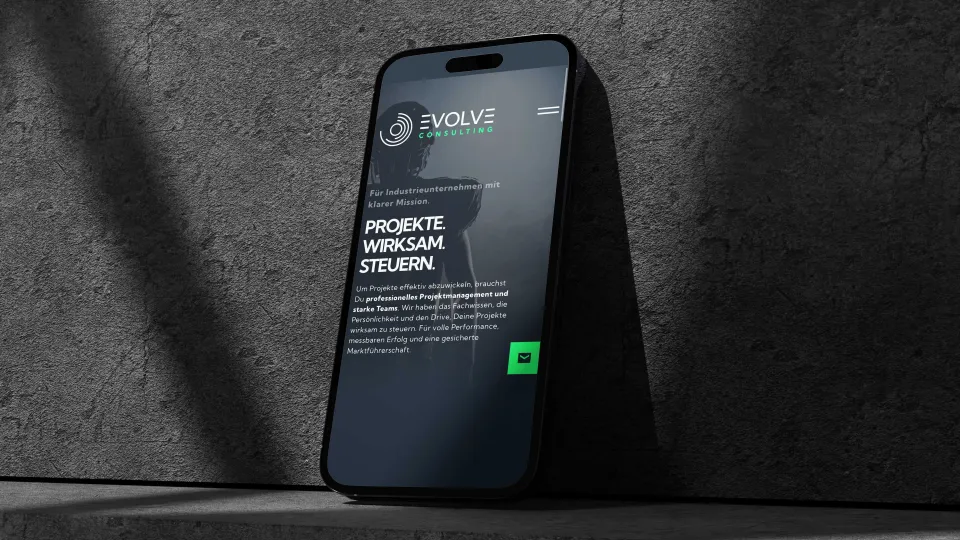 Mobile website view for Evolve Consulting