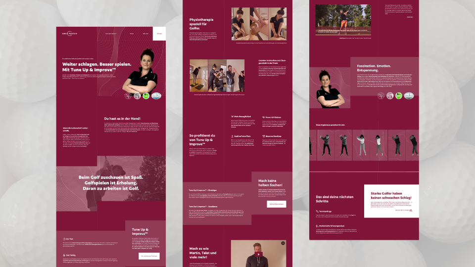 Golf Physio website design detail