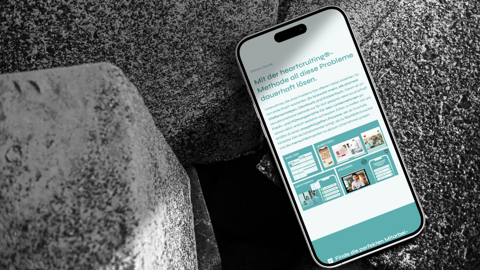Responsive web design for Heartcruiting Mobile website view for Heartcruiting