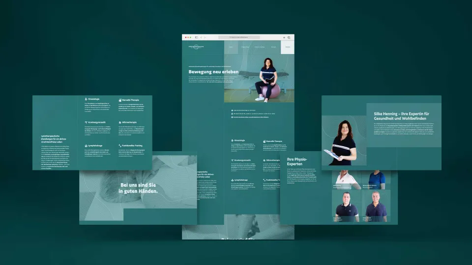 Website mockup for Physiopraxis Harlaching