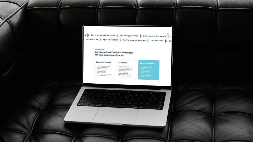Website mockup for SnC Solution